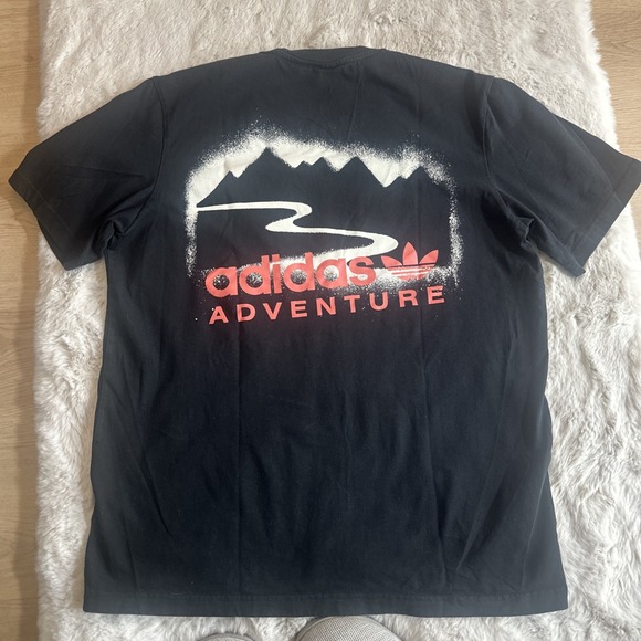 Adidas Adventure men's black graphic t-shirt with Trefoil logo on chest.Size M - Picture 7 of 8